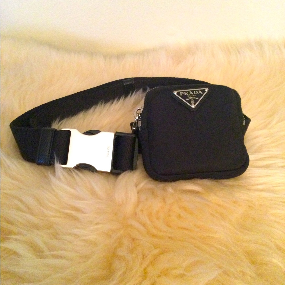 Prada Black Re-Nylon Logo Pouch Belt Bag